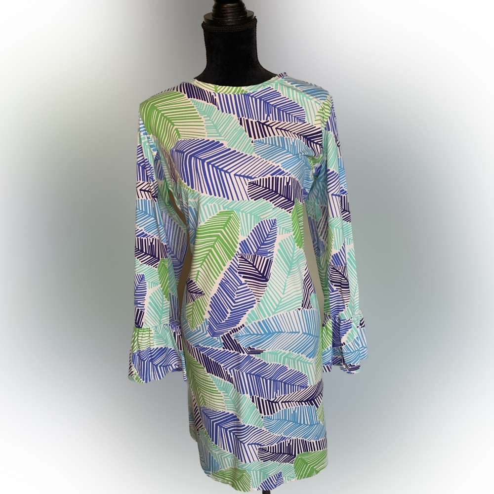 IBKUL Dress, Size L, Leaf Print